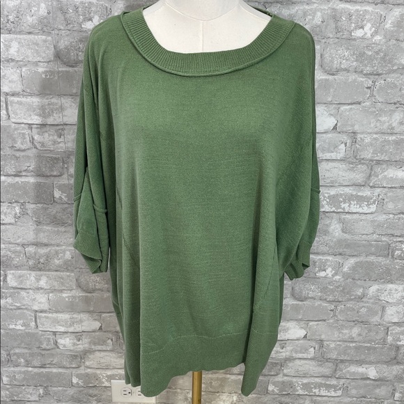 Free People Green Work From Home Sweater Tee - Picture 2 of 9